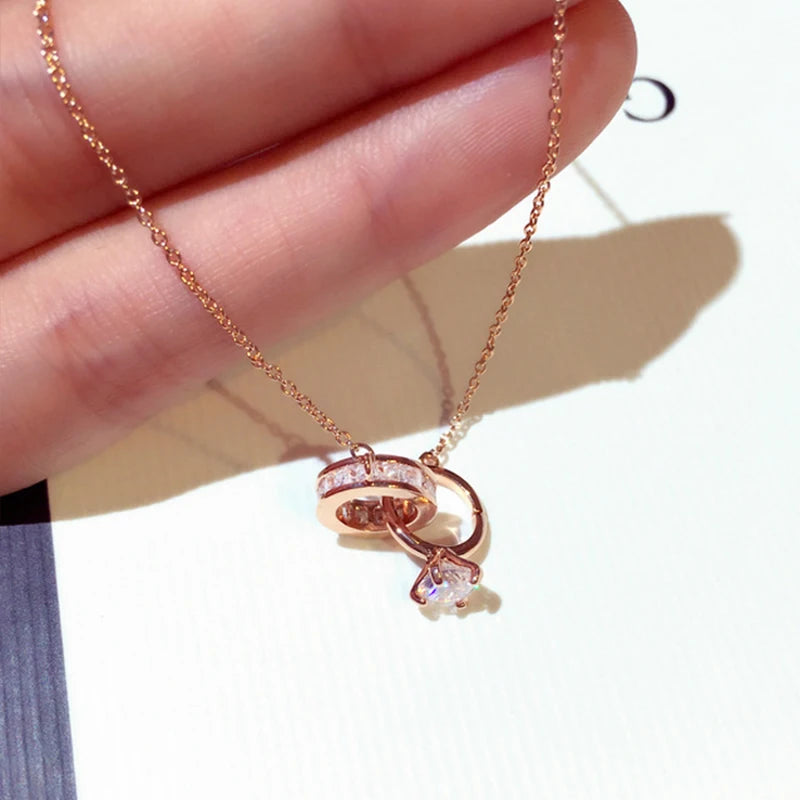 JUWANG Classic Retro Metal Luxury Rhinestone Super Shine Zircon Angle Wing Necklace For Women Sexy Stainless Steel Pendant 2023