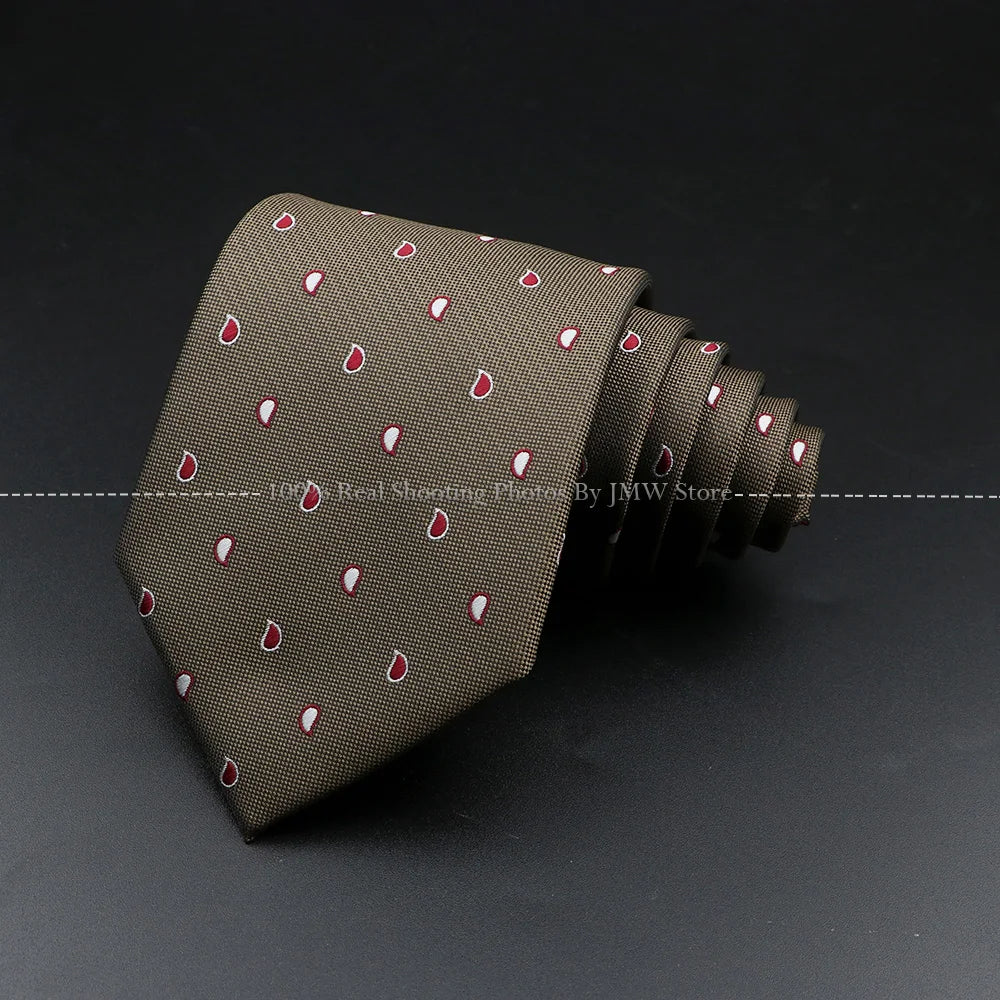New Design Wedding Men Tie Brown Solid Striped Paisley Flower Neckties Men Business Dropshipping Groom Collar Accessories Gift