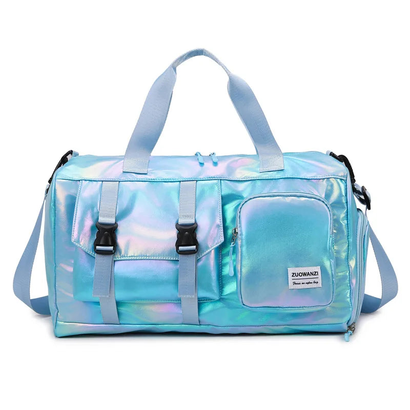 Pearl Glossy Gym Bag Women Fitness Training Handbag Waterproof Yoga Bags Wet Dry Separation Swimming Pack Female Travel Tote Bag