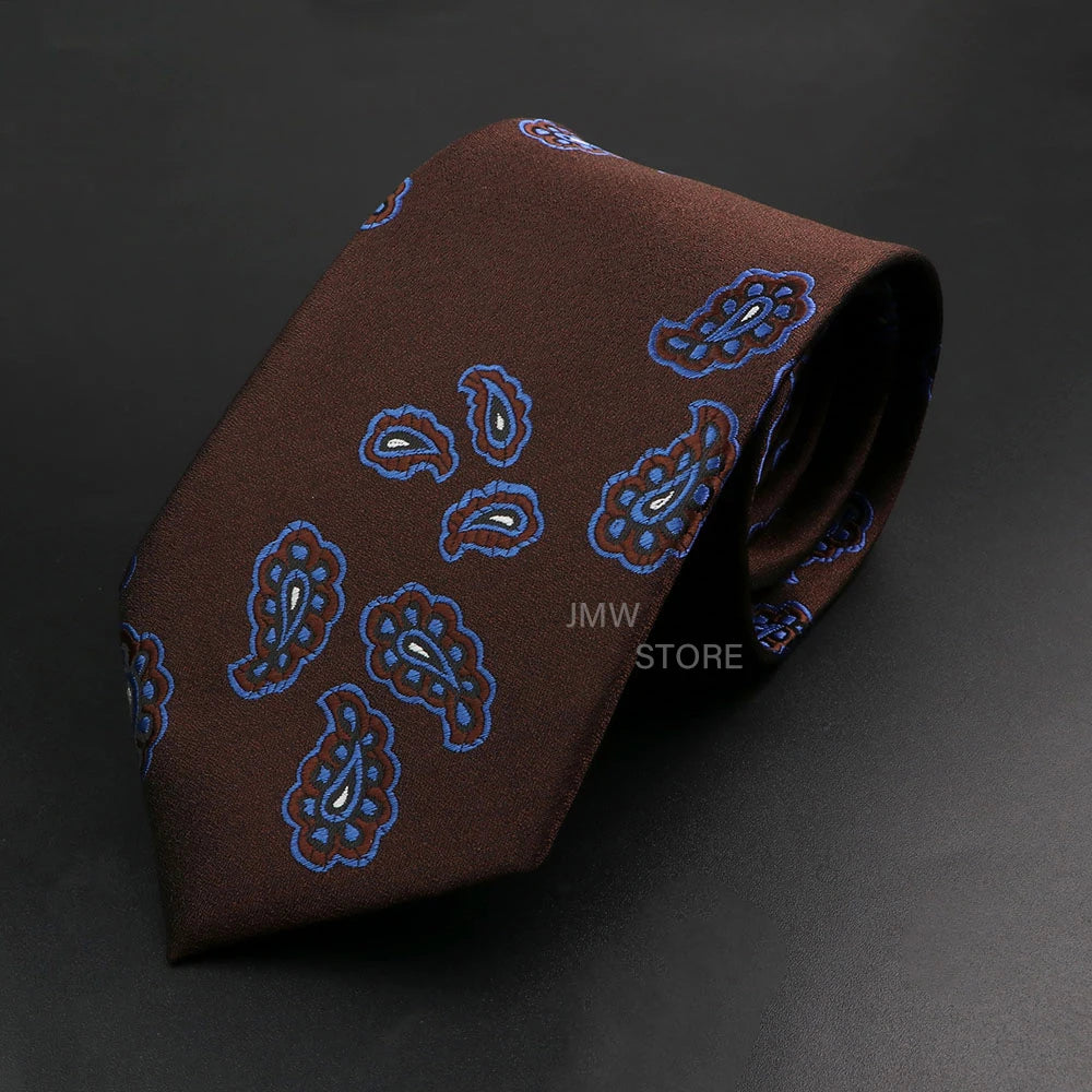 New Design Wedding Men Tie Brown Solid Striped Paisley Flower Neckties Men Business Dropshipping Groom Collar Accessories Gift