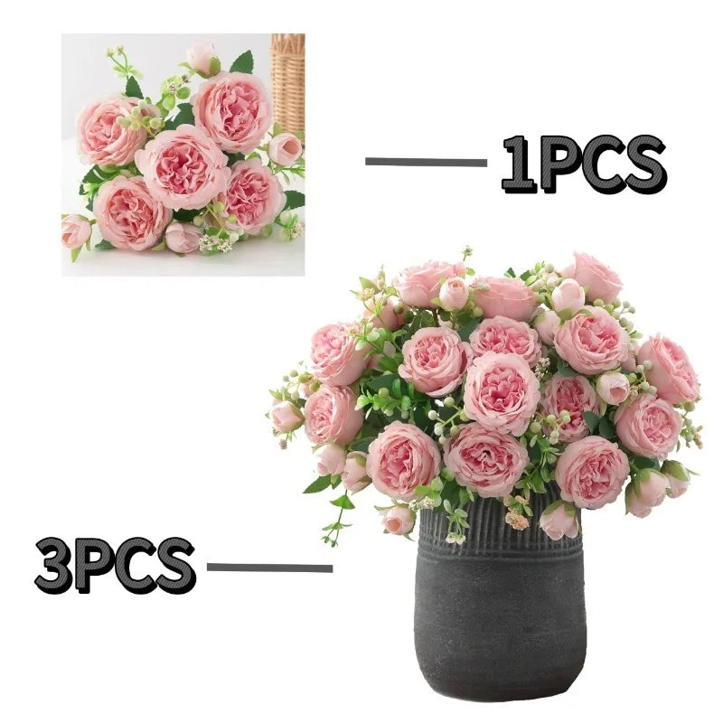 Artificial Flowers Silk Peony Wedding Bridal Bouquet Home Table Outdoor Garden Archway DIY Gift Room Decoration