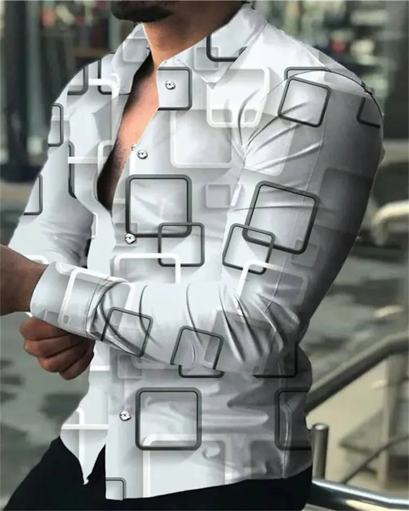 2023 Luxury Men's Shirt Floral Pattern Lapel Long Sleeve Shirt Outdoor Street Fashion Clothing Designer Casual High Quality