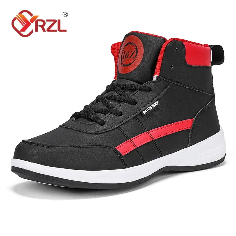 YRZL Men Shoes Spring Autumn Hight Top Waterproof Walking Sneakers Leisure Male Leather Sports Shoes Non-Slip Shoes for Men