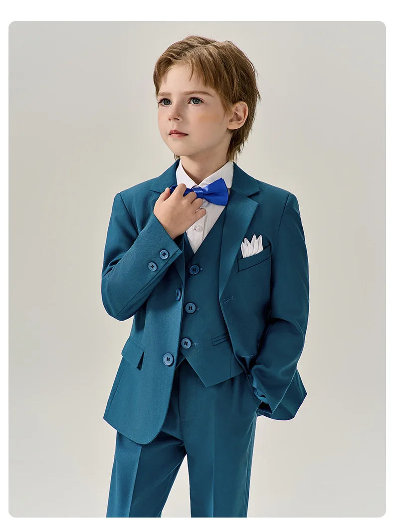 Prince Kids Green Jakcet Vest Pants Bowtie Piano Party Dress Boys Wedding Ceremony Photograph Suit Children Performance Costume