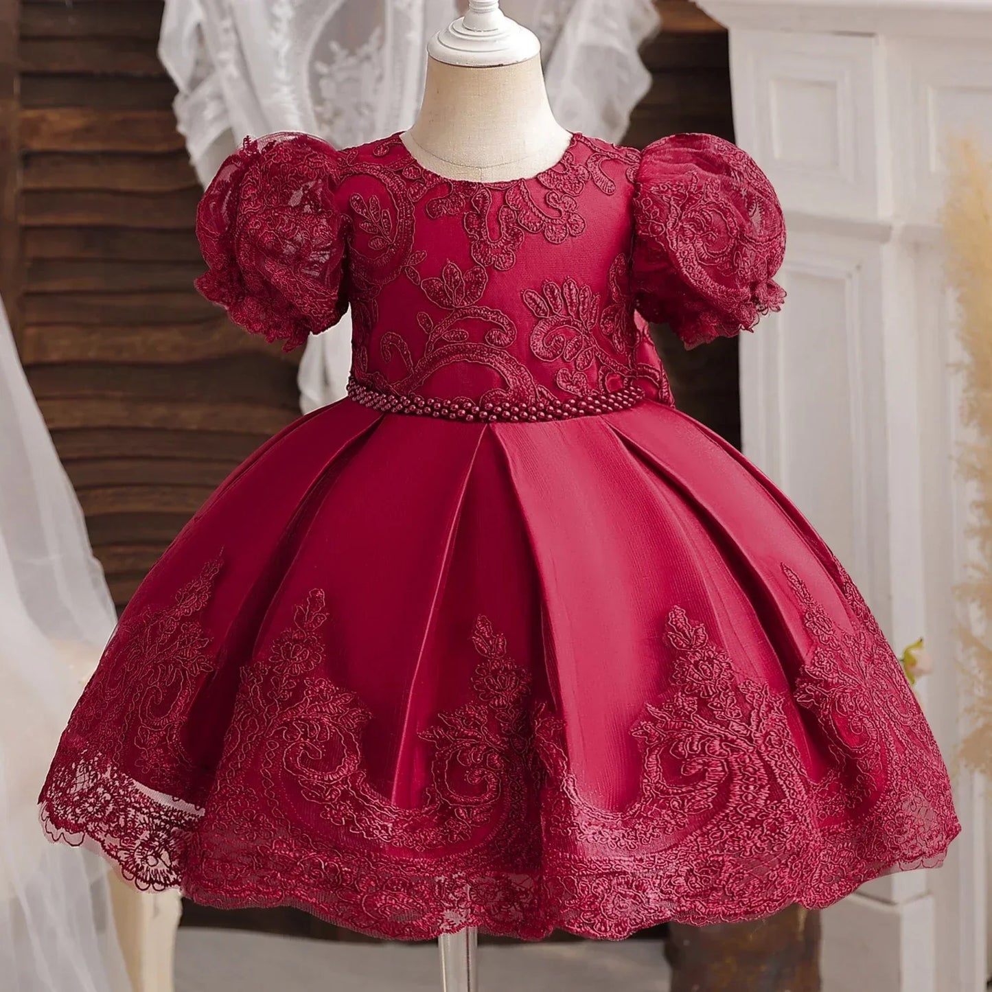 Baby Girls 1st Birthday Pink Princess Dress for Luxury Embroidery Costumes Kids Baptism Party Beading Clothes Toddler Dresses