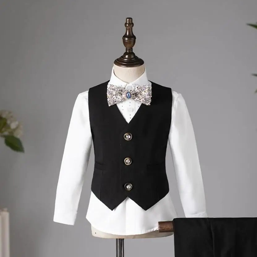 Children's Suit Set For Boys 2024 New Autumn And Winter High-End Fashion Show, Blazers For Boys Hosting Piano Performances A4236