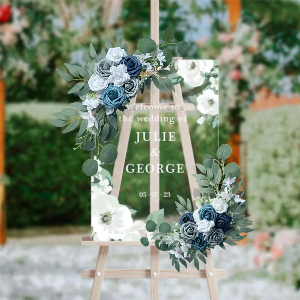 Hot Selling Blue and White Rose Artificial Bouquet High-end Wedding Table Staircase Decoration Handmade DIY Finished Product
