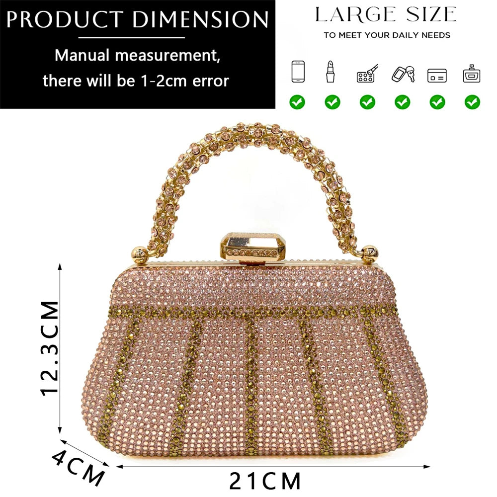 Venus Chan 2024 Special Design High Quality Orange Color African Women Shoes and Bag Set with Shinning Crystal for Wedding Party