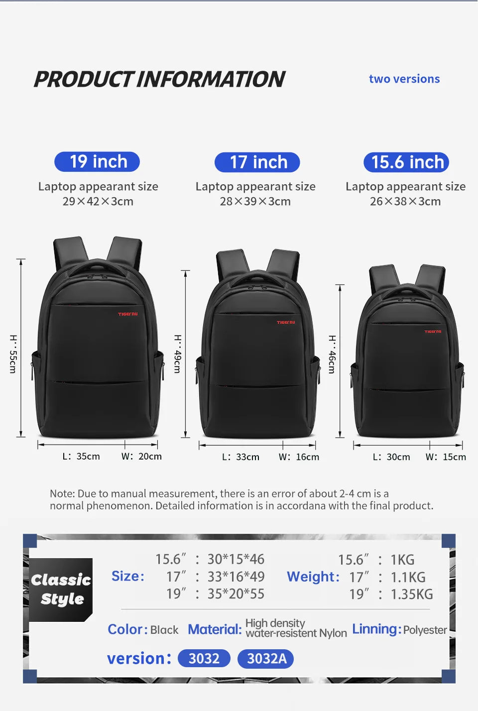 Lifetime Warranty Anti-theft Backpack Large Capacity Bag 15.6 17 19inch Laptop Backpack For Men Travel Backpack Women Bag Female