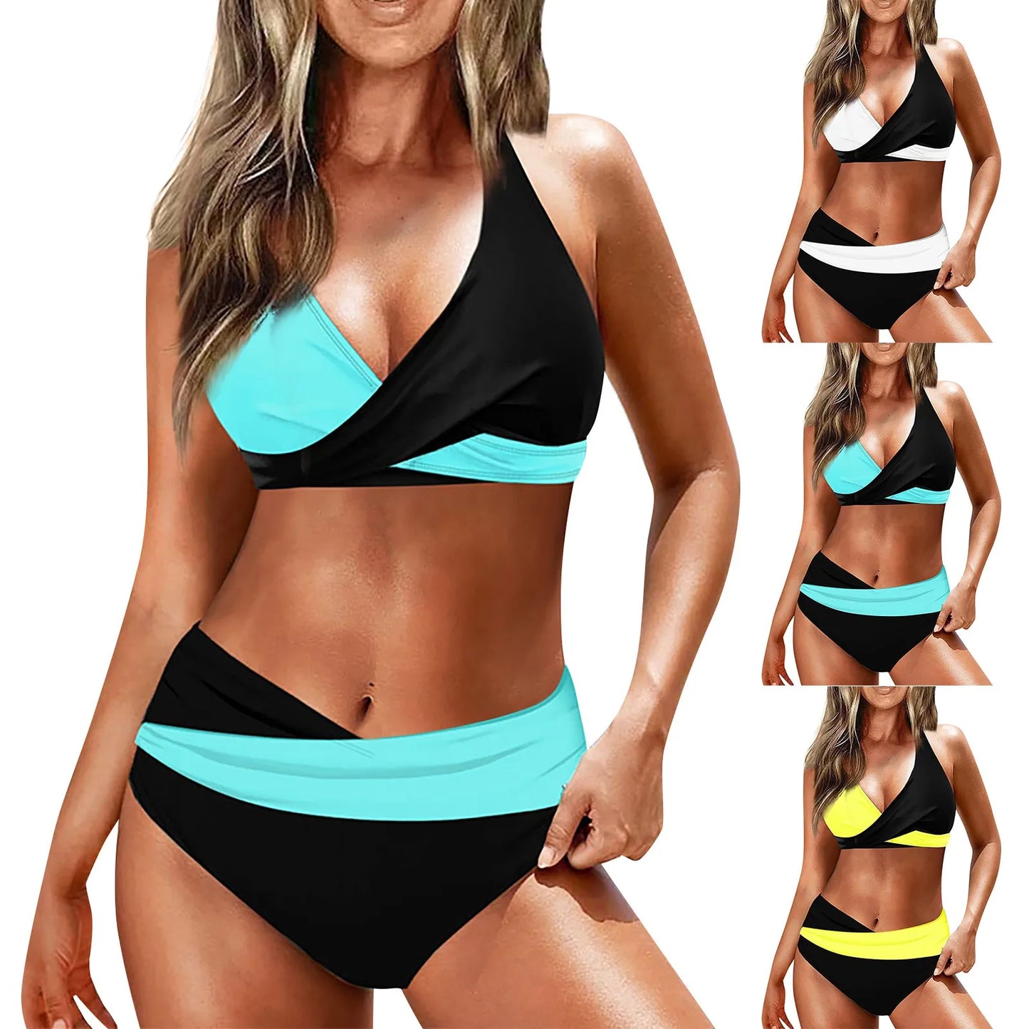 2024 Halter Bikini Set High Waist Swimwear Women Vintage Swimsuit Female Beachwear Summer Push Up Bathing Suit Swimming Bathers