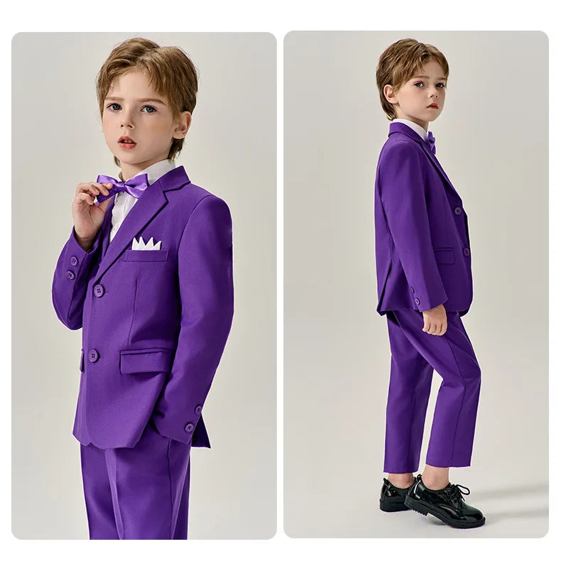 Prince Kids Green Jakcet Vest Pants Bowtie Piano Party Dress Boys Wedding Ceremony Photograph Suit Children Performance Costume