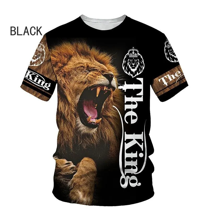 Lion 3D Printing T-shirt Personalized Customization High Quality Large Size Sports Casual Short Sleeve Summer Street Clothing