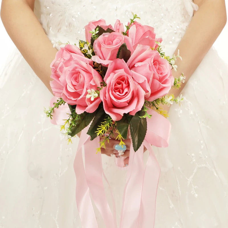 Bridal Flower Bouquet Wedding Supplies Artificial Silk Rose Peony Flower Wedding Bouquet Orchid Quality Bouquets
