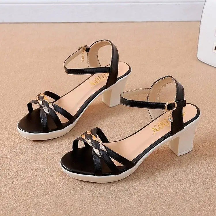 Cresfimix sandalias de mujer women fashion spring & summer comfortable white sandals lady cute buckle strap high heel sandals