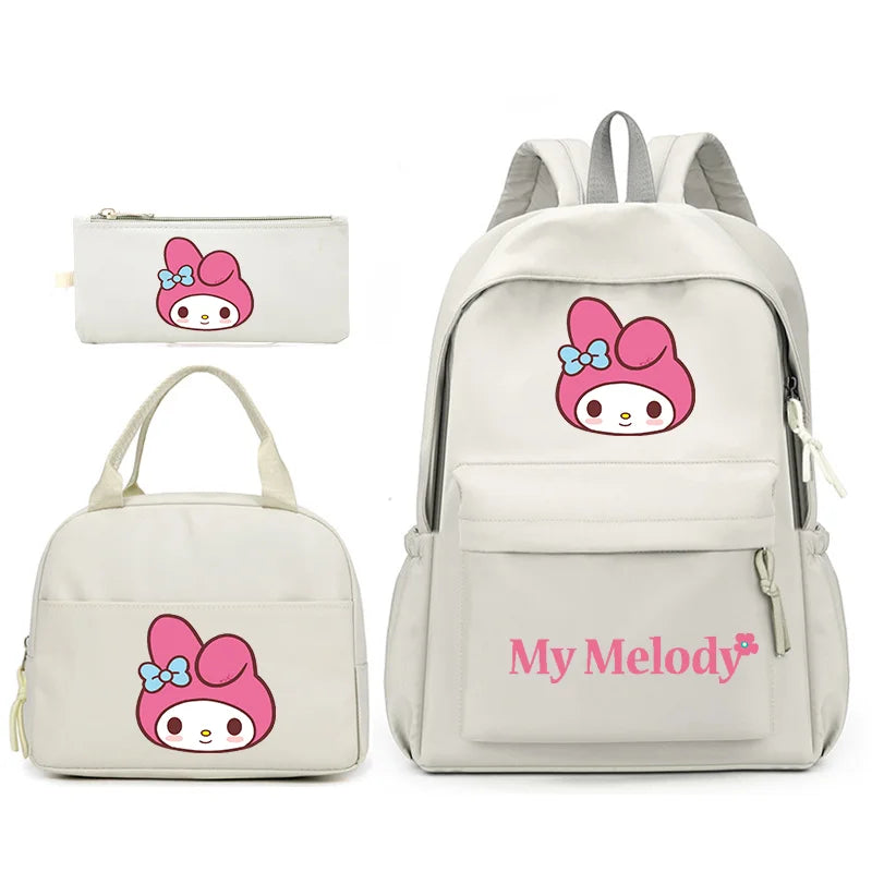 3pcs/Set My Melody Backpack with Lunch Bag for Teenagers Student School Bags Casual Comfortable Travel Set