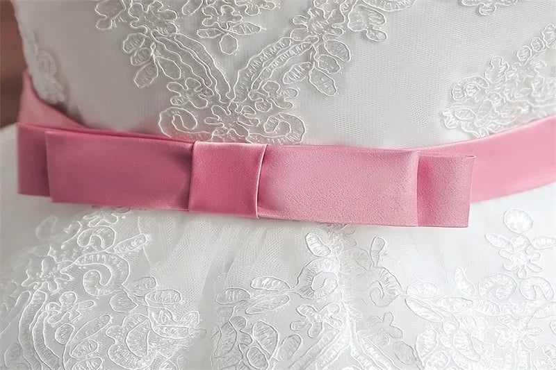 Baby Girls 1st Birthday Pink Princess Dress for Luxury Embroidery Costumes Kids Baptism Party Beading Clothes Toddler Dresses