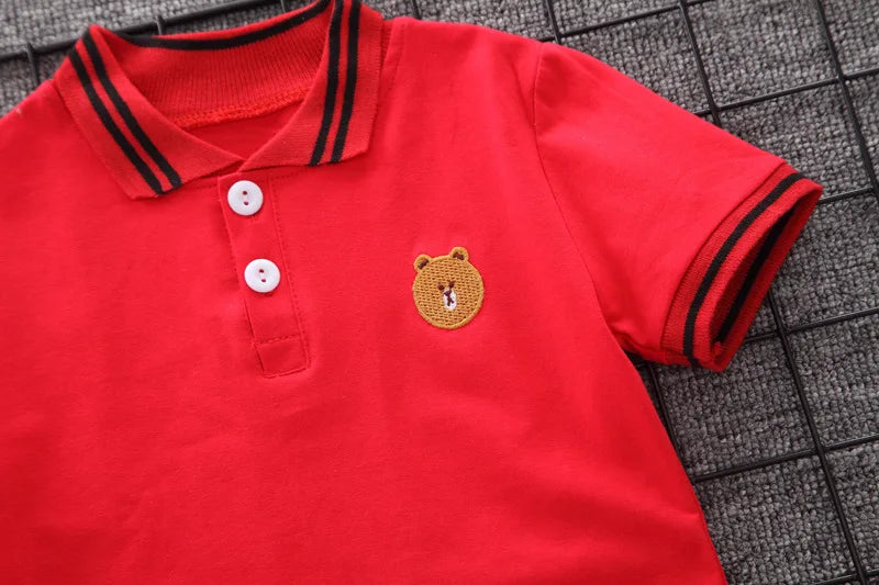 Summer Baby Boy Clothing Sets Fashion Bear Embroidery Short Sleeve T-shirt+Shorts Children 2Pcs Suit 1-5Y Girl Kids Sports Set