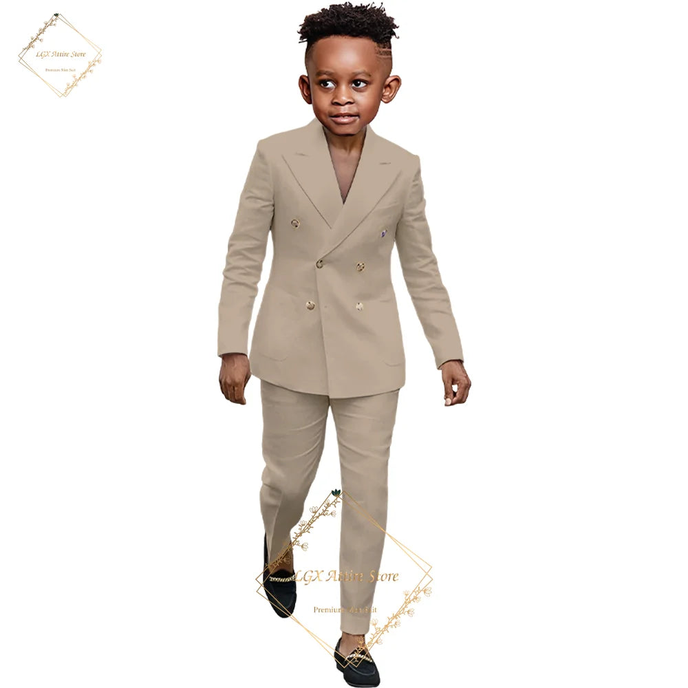 Boys suit 2 piece suit - custom made for 2~16 year old children double breasted peak lapel formal occasion slim fit suit