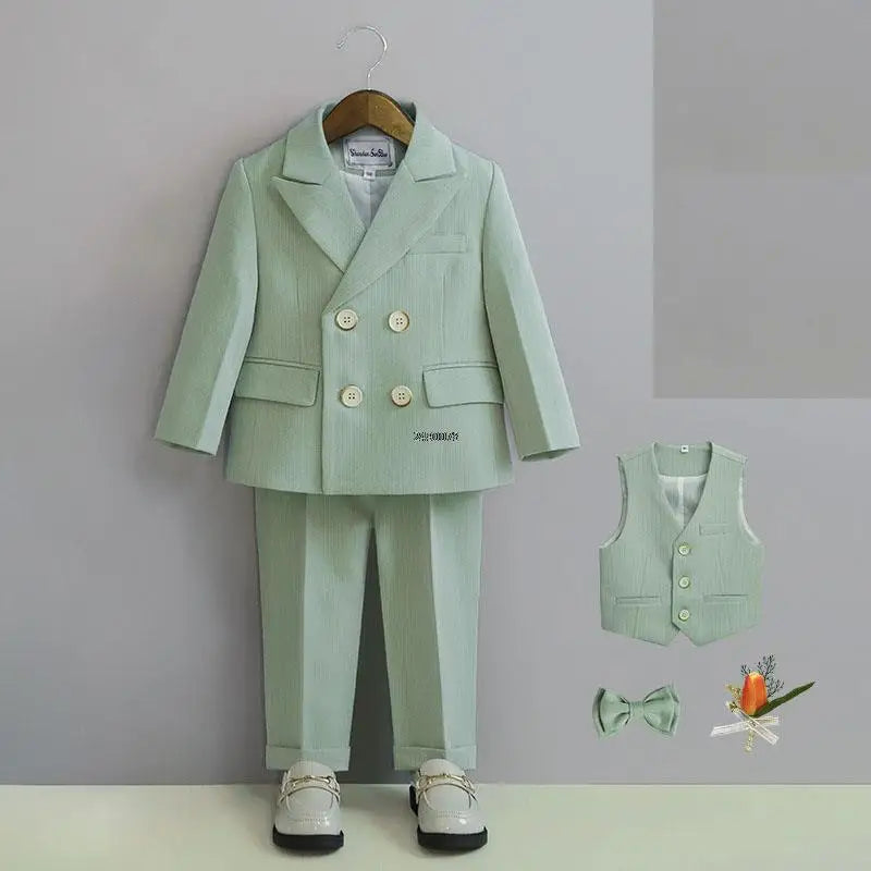 Flower Boys Photography Suit Baby Kids Formal Ceremony Costume Children Birthday Wedding Party Dress Performance Tuxedo Set