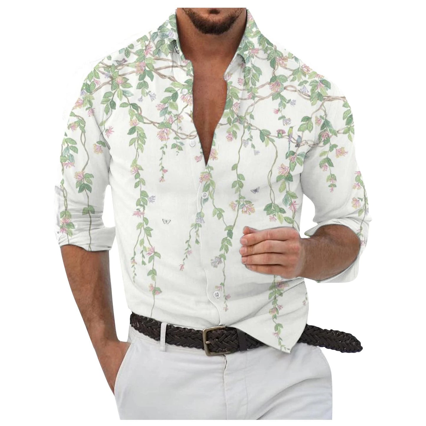 Men's Button Up Shirt Music Notes Collar 3D Print Daily Vacation Long Sleeve Print Clothing Apparel Hawaiian Casual Beach