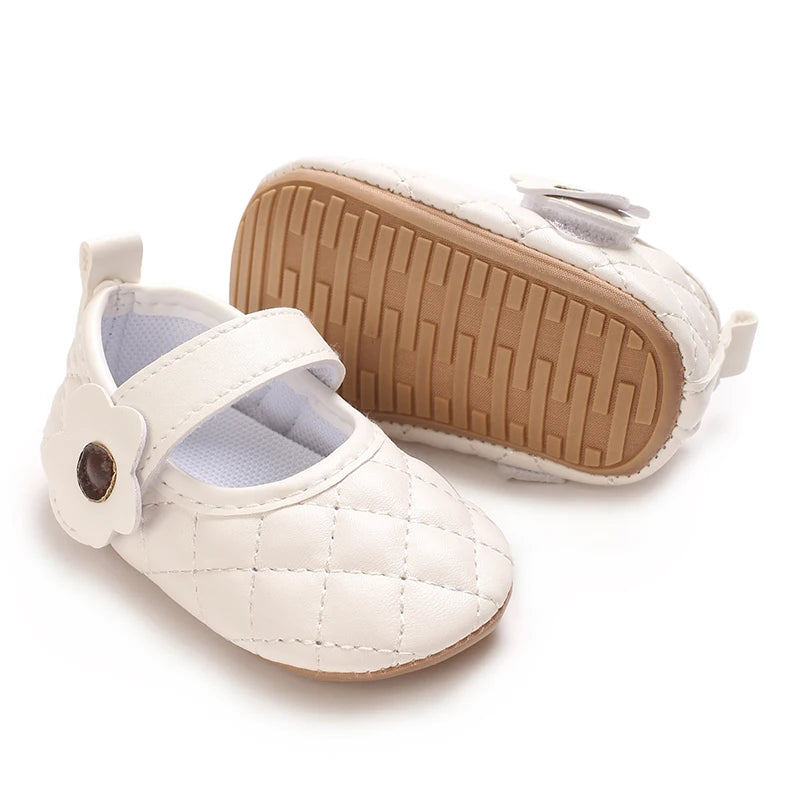 VALEN SINA 0-18 Months Newborn Girl White Baptism Shoes Bow Non-slip Rubber Soft-Sole Flat PU First Walker Mary Janes