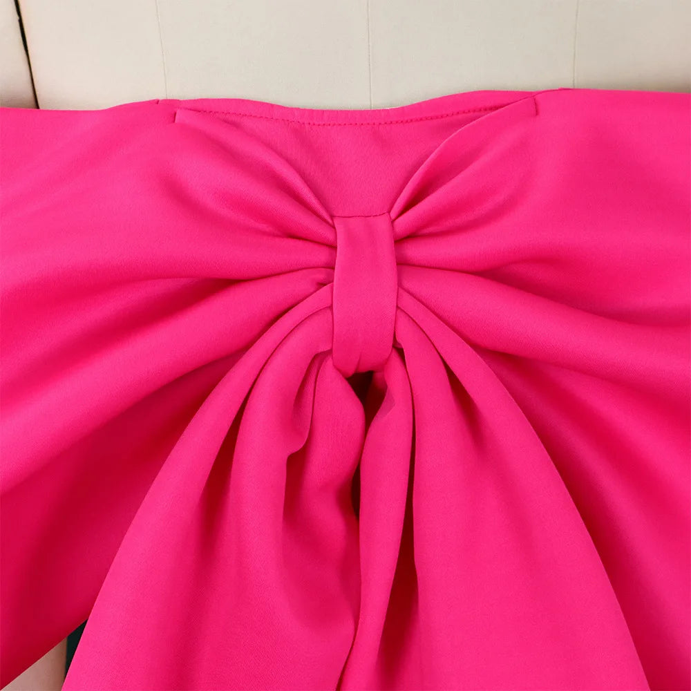 Sexy Blouse & Shirts for Woman Off the Shoulder Backless Big Bow Decorate Zipper Closure Fashion Ladies Evening Night Club Tops