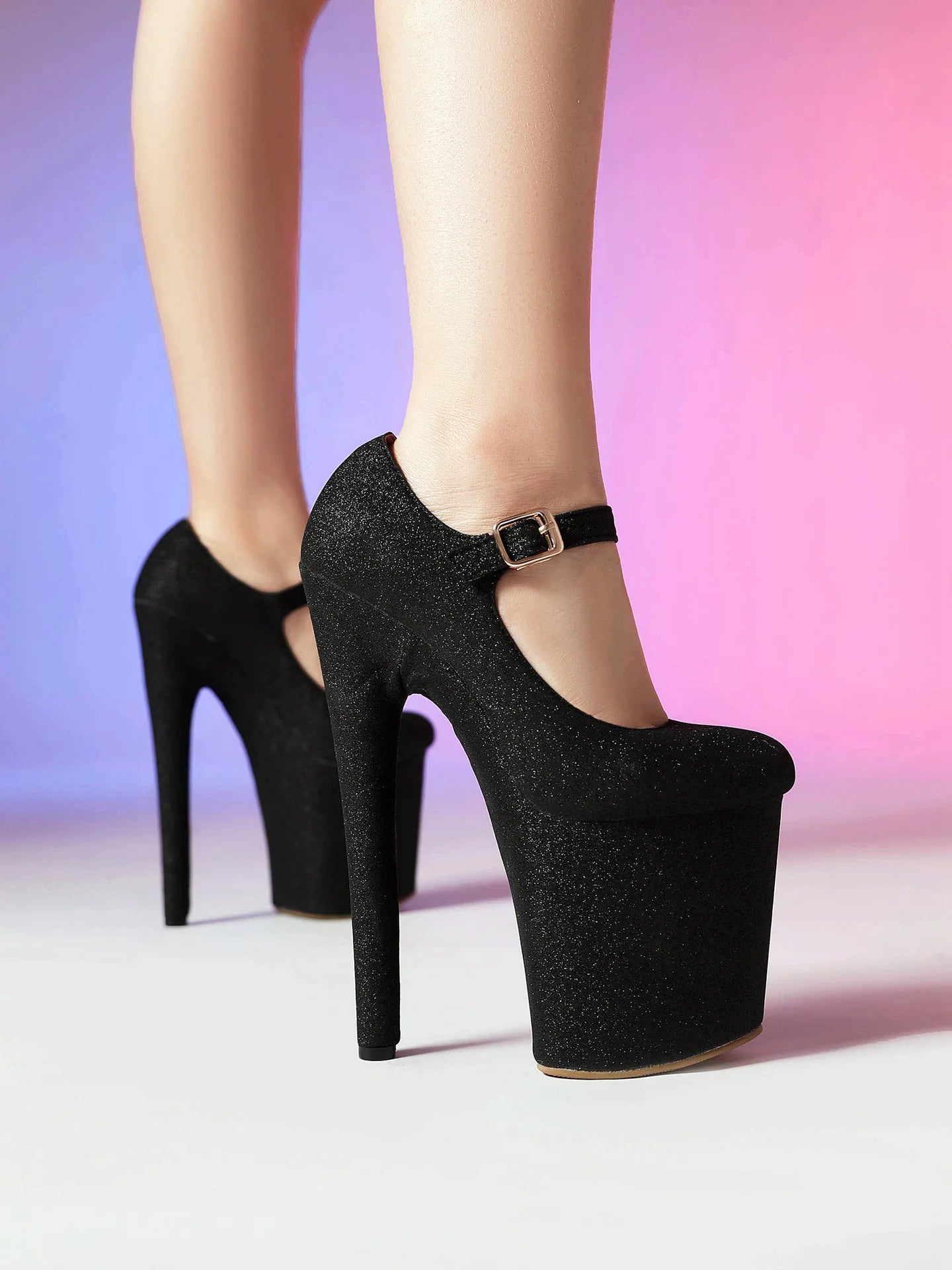 20CM/8Inch Super High Heels Buckle Strap Women Pumps Size 34-43 Fashion Platform Nightclub Stage Shoes Pole Dance Stripper Heels