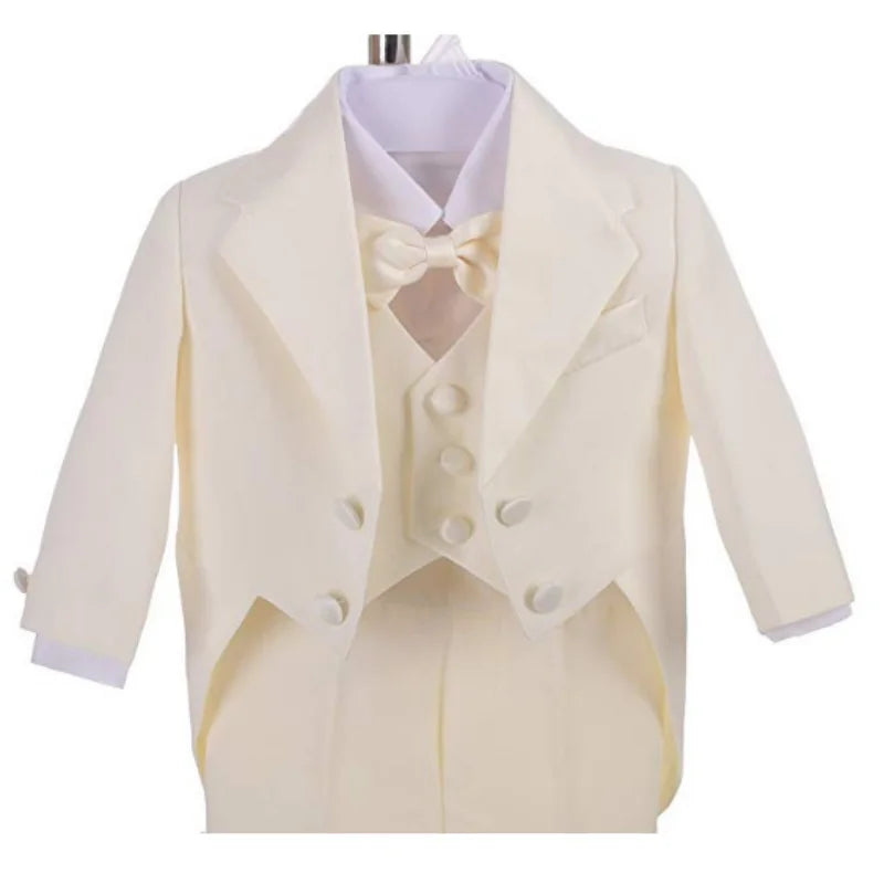 Boys Wedding Birthday Party Blazer Tuxedo Baby Boy Christening Outfit Coat Shirt Pant Vest BowTie Gentleman Suit Baptism Clothes