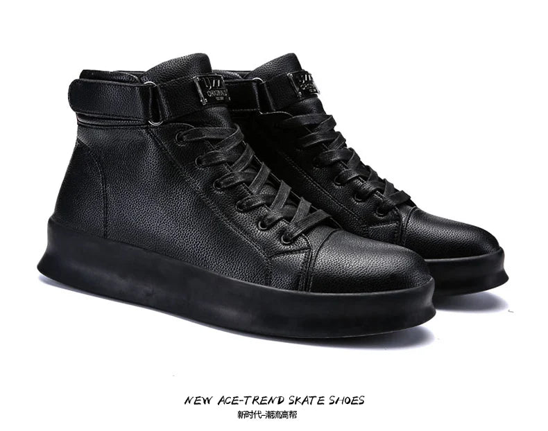 Fashion Luxury Men's Red High Top Sneakers PU Leather Casual Sneakers Men Flat Designer Shoes Breathable Hip Hop Sport Shoes Man