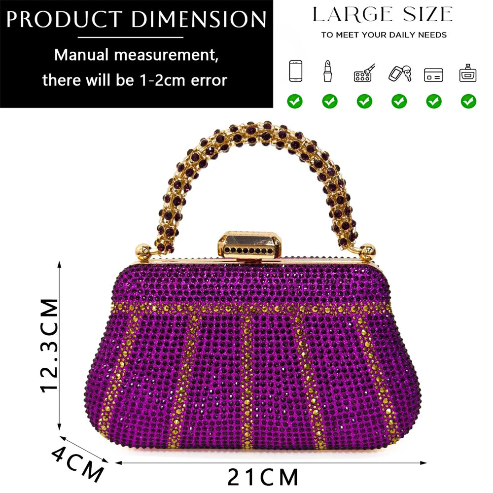 Venus Chan 2024 Special Design High Quality Orange Color African Women Shoes and Bag Set with Shinning Crystal for Wedding Party