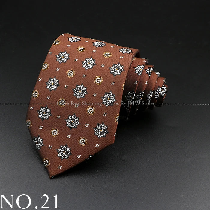 New Design Wedding Men Tie Brown Solid Striped Paisley Flower Neckties Men Business Dropshipping Groom Collar Accessories Gift