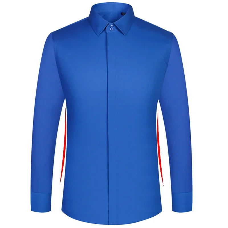 Spring Autumn Men's French Cufflinks Business Dress Shirt Sleeve Pin Solid Color Non-iron Shirts Slim Fit Party Men's Wear