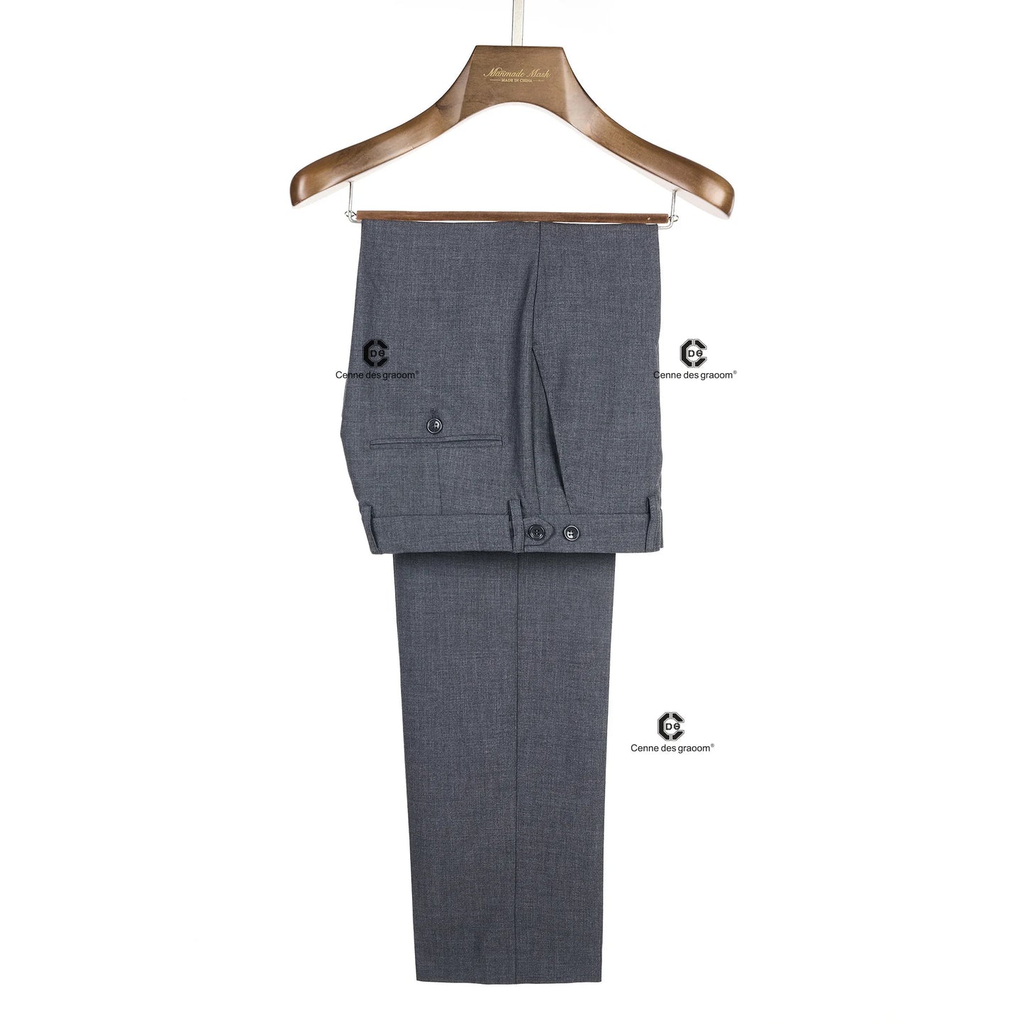 Cenne Des Graoom 2024 New Elegant Grey Suits for Men Double Breasted Hand Sewn Buttons 2 Pieces Set High Quality Wedding Party