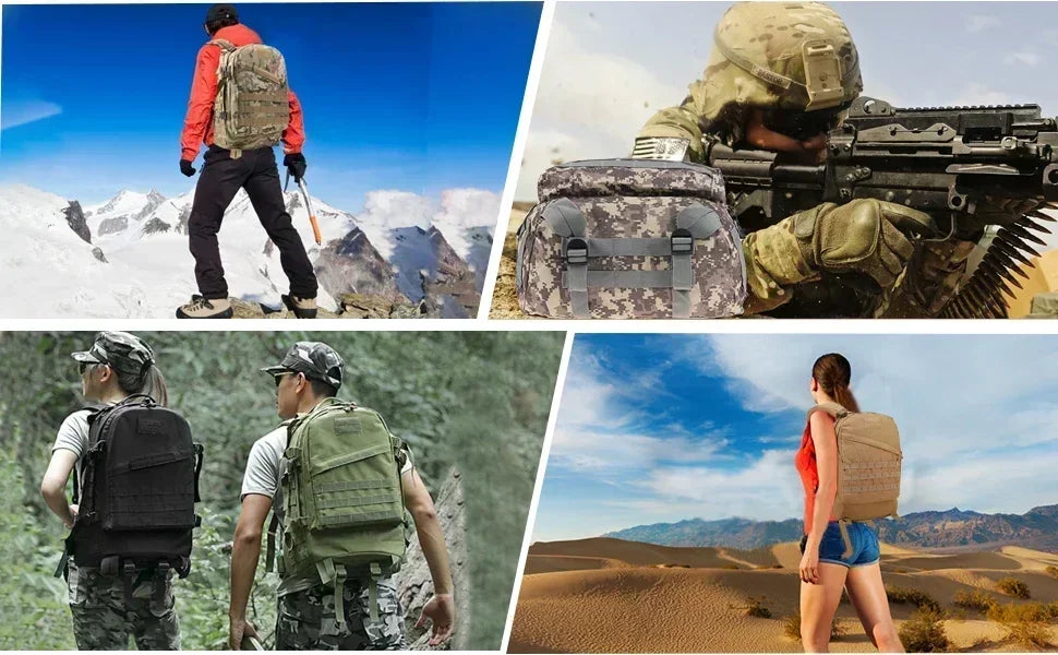 50L 3D Outdoors Tactical Backpack Molle Assault Bag Waterproof Hunting Climbing Hiking Fishing Trekking Travel Mochila Rucksack