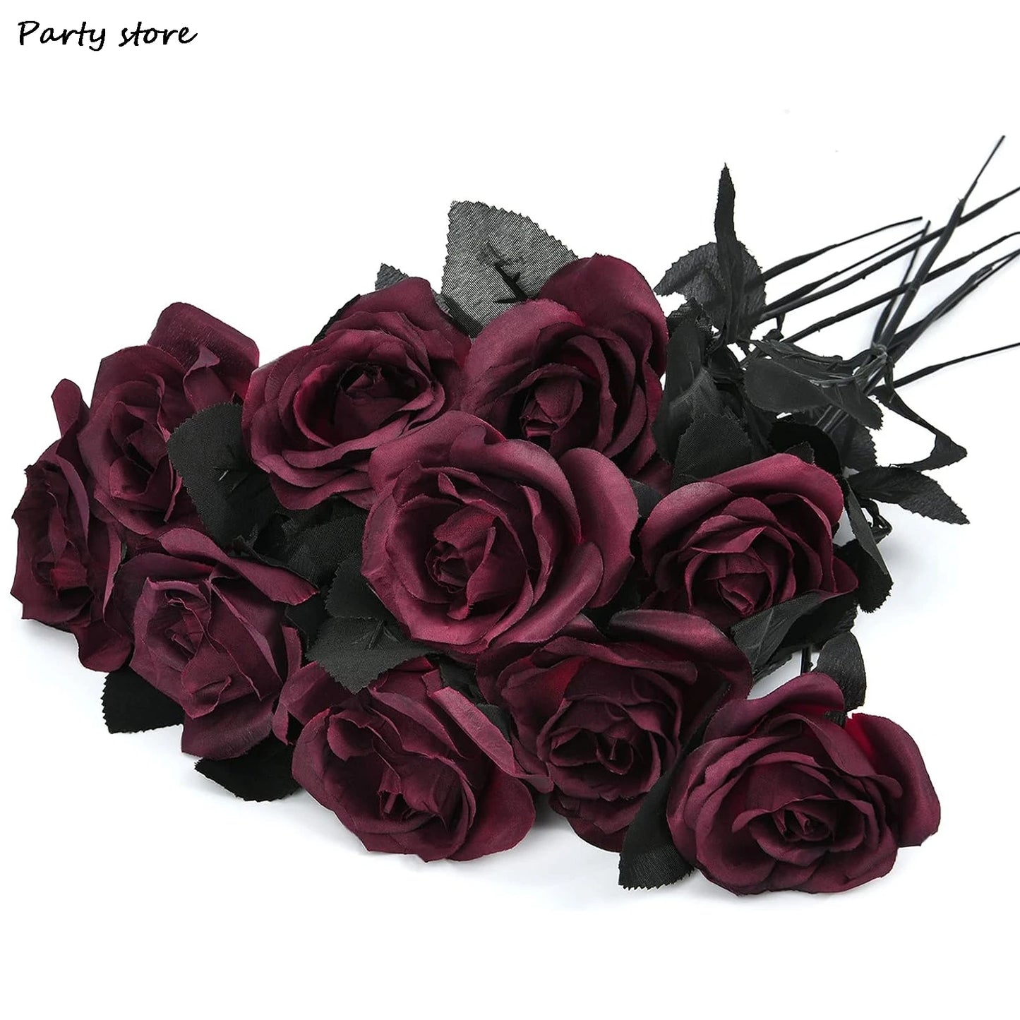 Halloween Burgundry Dahlia Black Artificial Flower Branch Wedding Flower Wall Arrangement Materials Fake Flower Table Home Decor