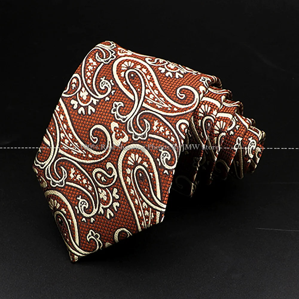 New Design Wedding Men Tie Brown Solid Striped Paisley Flower Neckties Men Business Dropshipping Groom Collar Accessories Gift