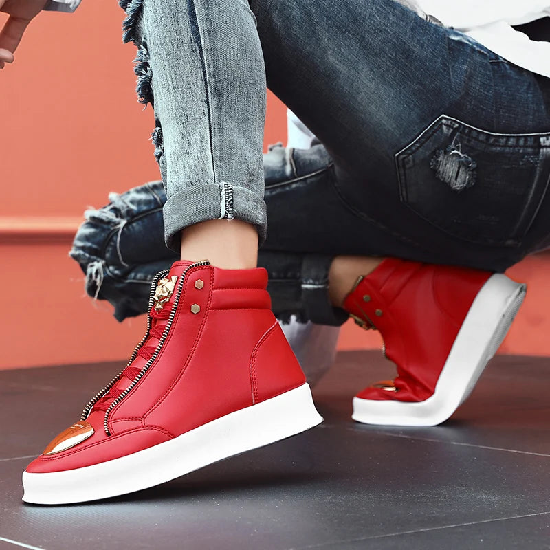YRZL High Top Casual Shoes Men Sneakers Fashion Skateboard Shoes Leopard Platform Shoe Sport Training Shoes Men's Ankle Boots