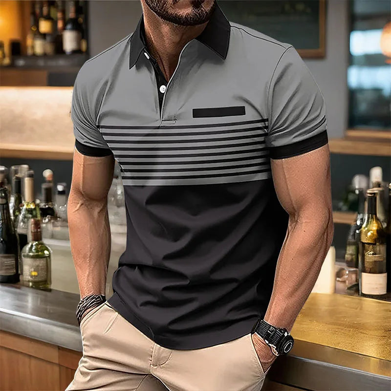 Summer Men's Short sleeved Polo Shirt Business Casual Collar T-shirt Plus Size Breathable Top European and American Plus size