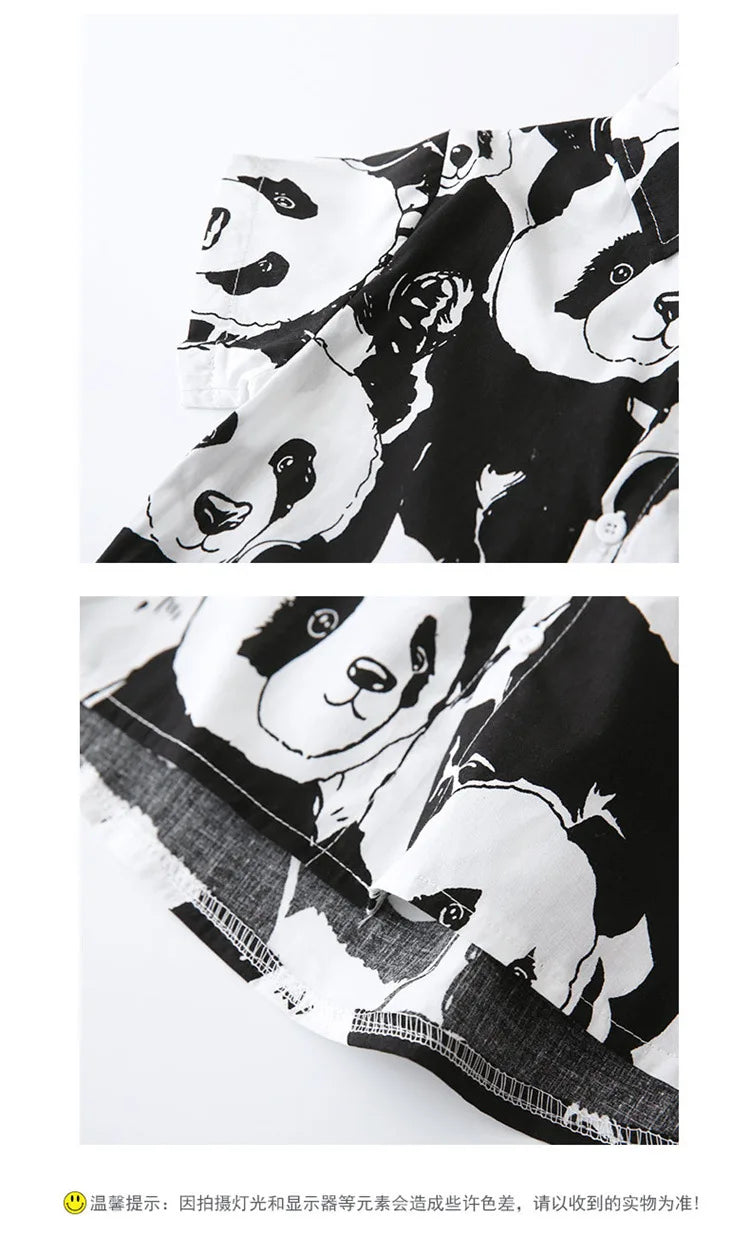 Summer fashion boys short sleeve shirt cartoon printed children turn-down collar shirt baby boy cotton Tops beach clothing