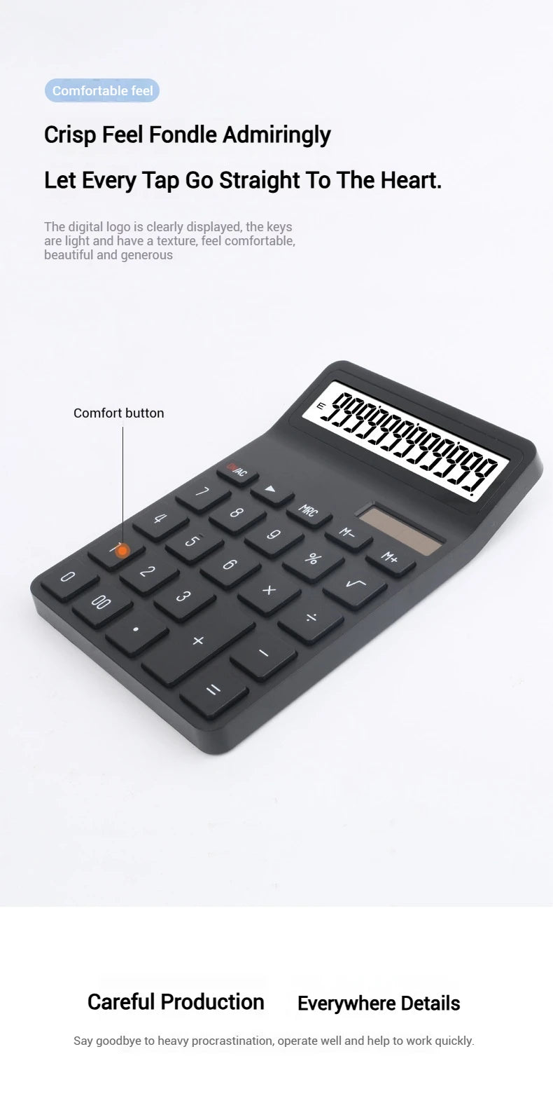 Solar Calculator with Dual Power Supply, 12 Digits, Electronic Calculator, Home, Office, School, Financial, accounting Tools