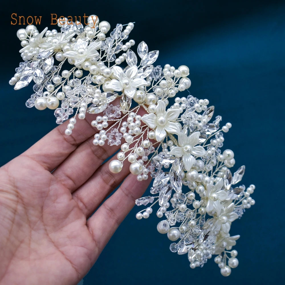 DZ023 Fashion Wedding Headpiece Crystal Pearl Hair Piece 2022 Bridal Tiara Dinner Party Headdress For Women Bride Headwear