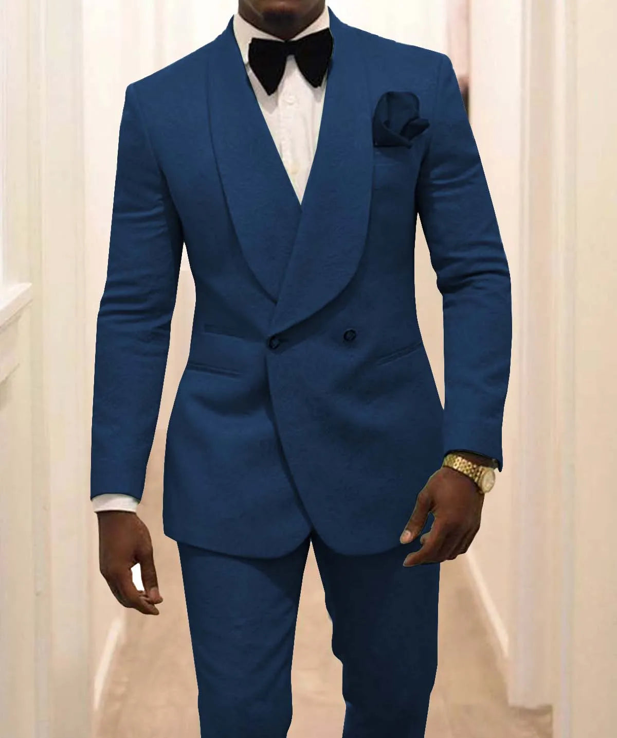 Custom Pour Hommes Made Groomsmen White Pattern Groom Tuxedos Shawl Lapel Suits 2PCS Wedding ( Jacket+Pants )Costume Homme