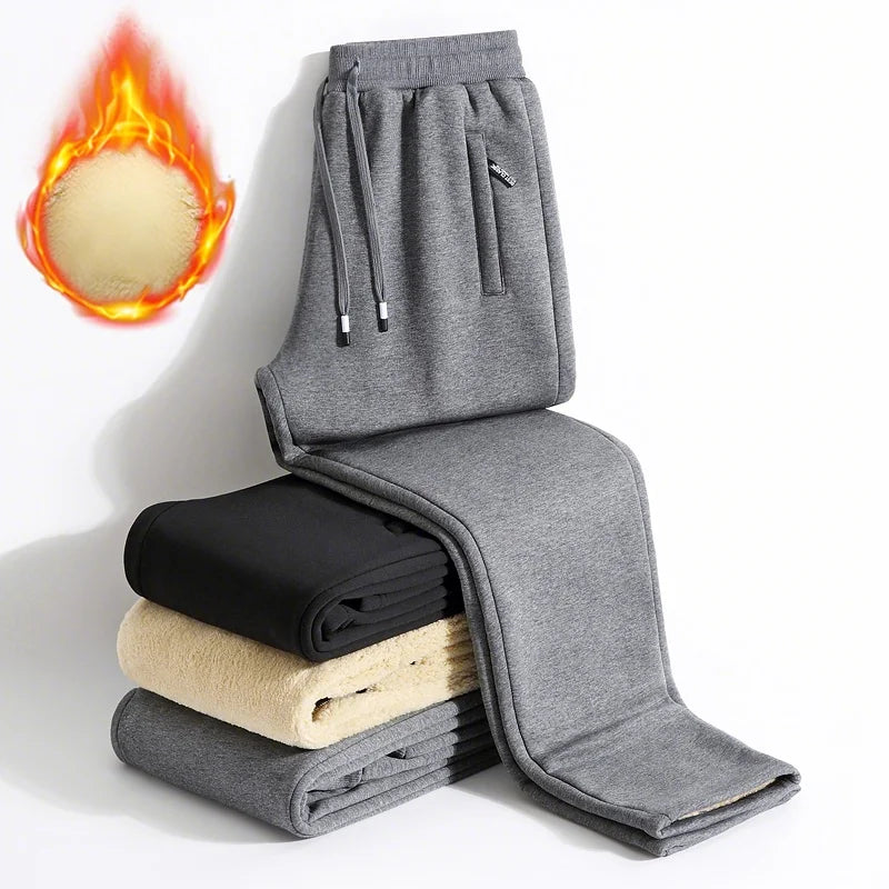 Thermal Pants for Men Winter Fleece Lined Sweatpants Thick Warm Sherpa Lined Plus Size Outdoor Casual Trousers Man