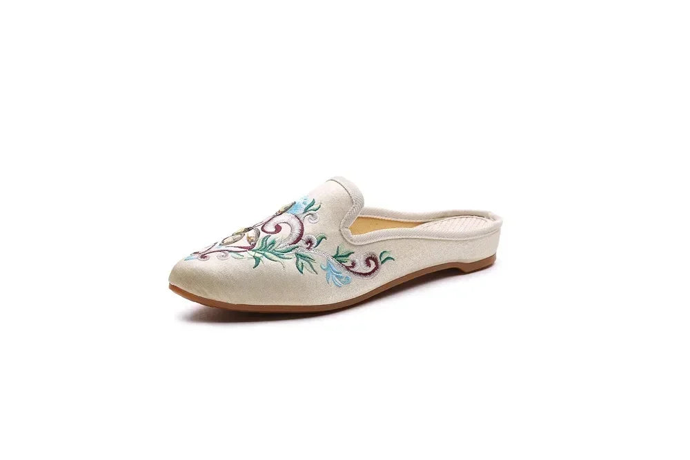 Summer Harajuku Chinese Style Women's Slippers Casual Vintage Embroidery Women Shoes Ethnic Style Fashion Streetwear Sandales