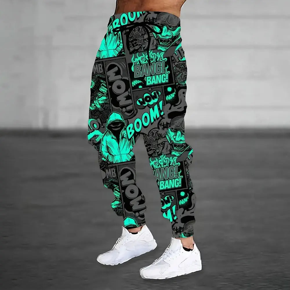 Winter New Thick Warm Pants 2026 New Fashion 3D Flame Print Sweatpants Men Large Size Loose Casual Pocket Drawstring Sweatpants