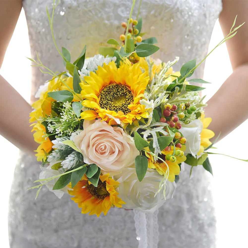 Wedding Supplies Sun Flower Sunflower Holding Flowers Artificial Flower Rose Bridal Bouquet Flower Bouquet Decoration