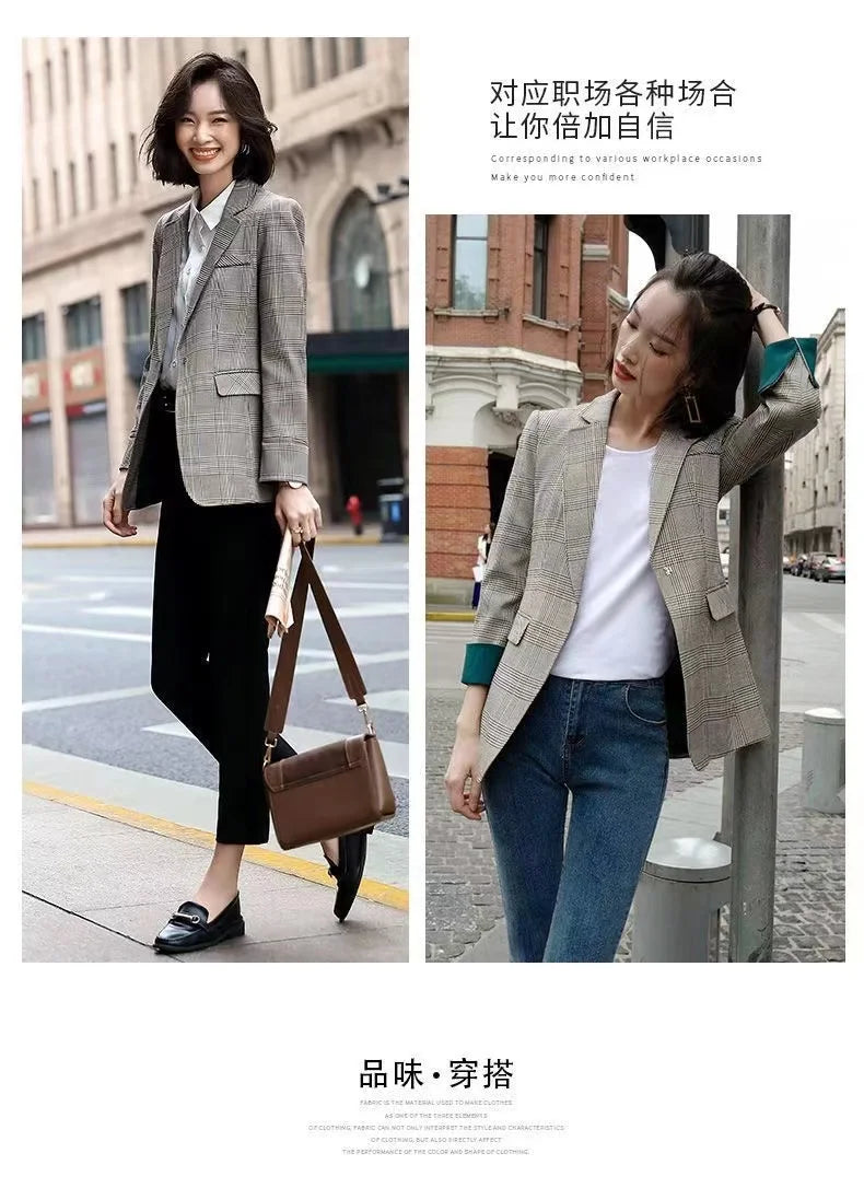 Women's Elegant Double-Breasted Blazer with Puff Sleeves and Faux Pockets - White, Long Sleeve, Mid-Length, High Stretch Fabric, Perfect for Spring and Fall, Everyday Chic, Formal Office Wear | Classic Notched Lapel | Functio