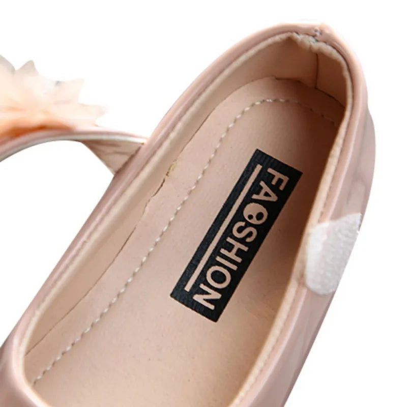 Baby Girls Walking Shoes Kids PU leather Big Flower Princess Shoes Party Wedding Baby Girls Dance Shoes Anti-Slip Casual Sneaker