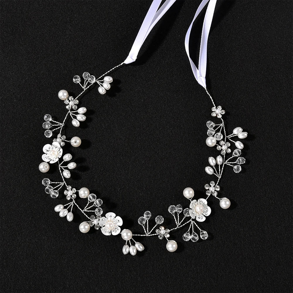 Bridal Wedding Headbands Handmade Bride Tiaras Shiny Rhinestone Flower Hairband Bridal Headpeice Hair Accessories For Women Girl
