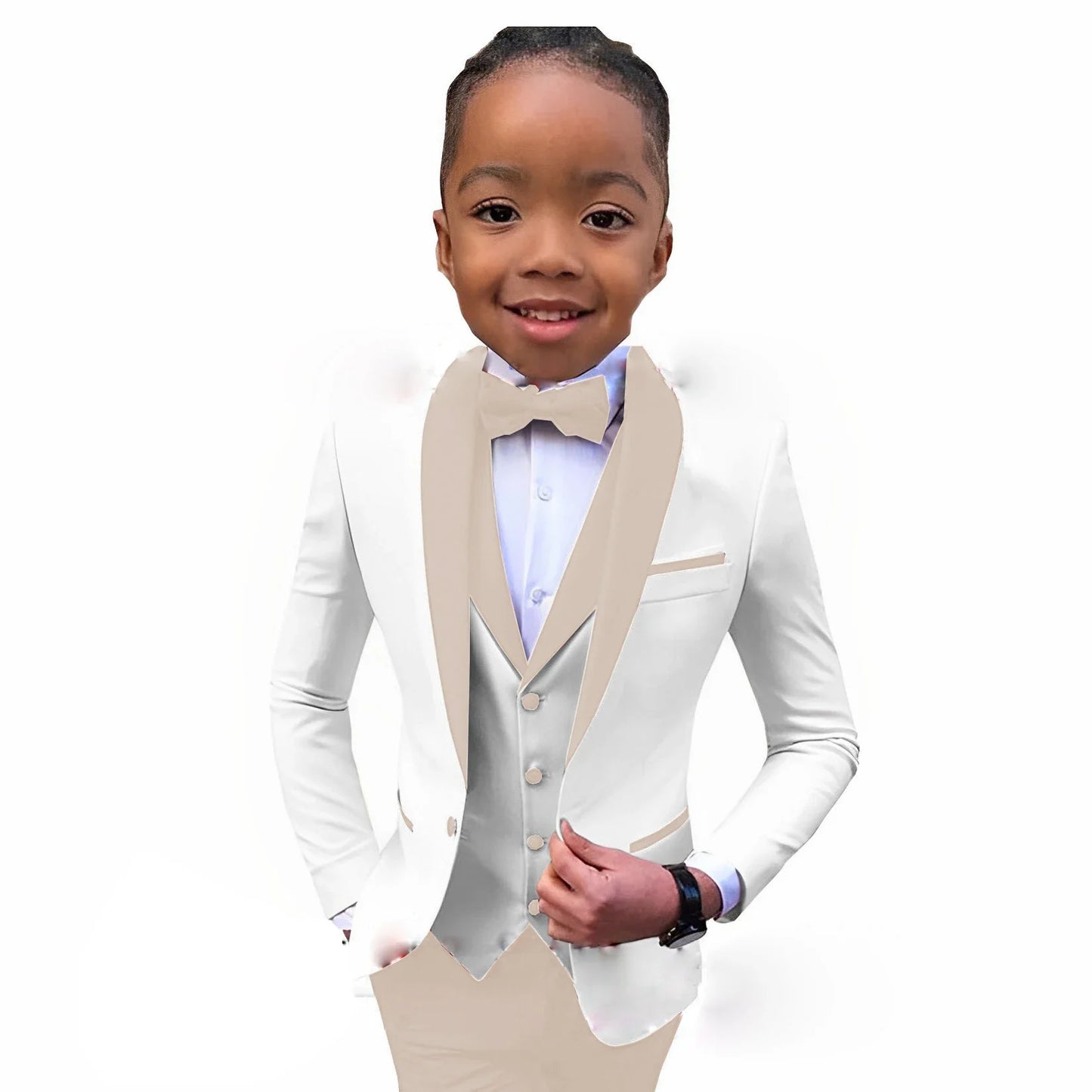 Suit For Boys White Jacket Royal Blue Collar 3 Piece Wedding Kids Tuxedo Formal Party Clothes 2-16 Years Old Children Suits